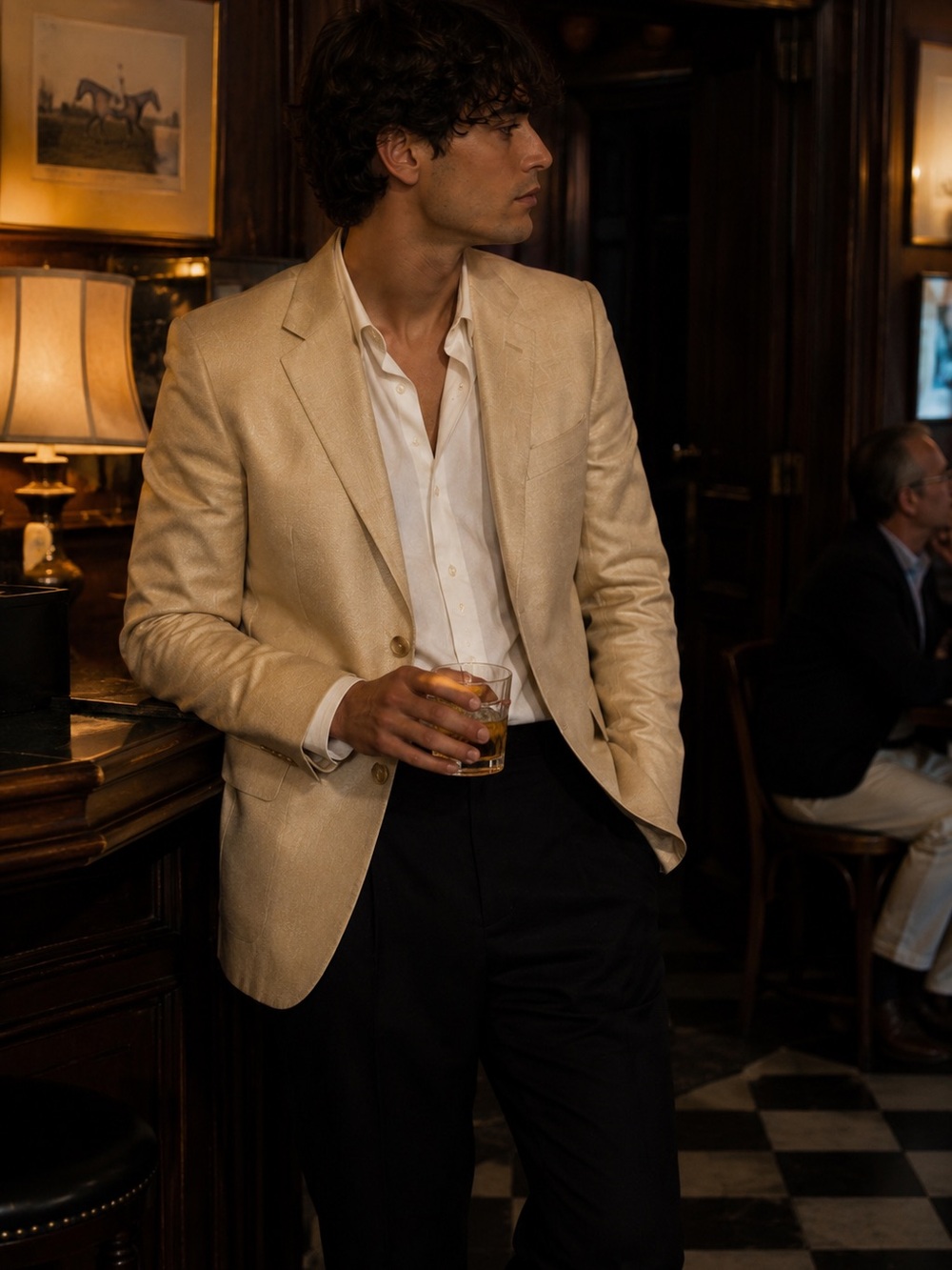 100% Silk Blazer Golden Ivory Quiet Luxury Old Money Sport Coat 40L